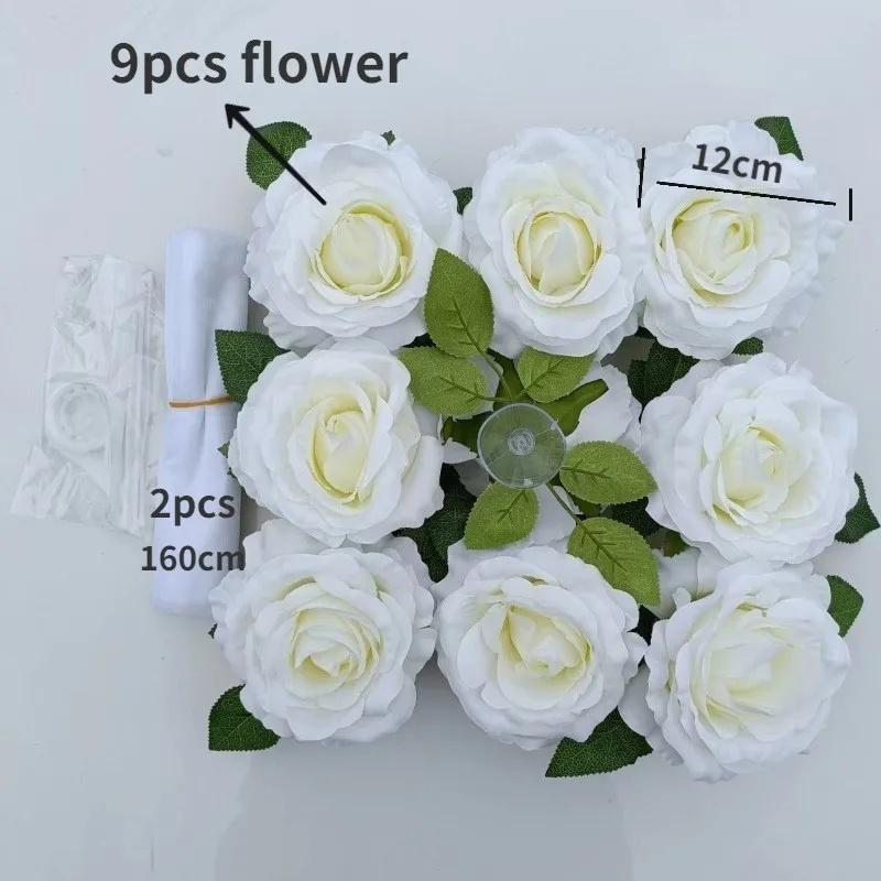 Soft Organza Tulle White Silk Rose Garland Romantic Wedding Car Front Hood And Door Handle Decoration Accessory