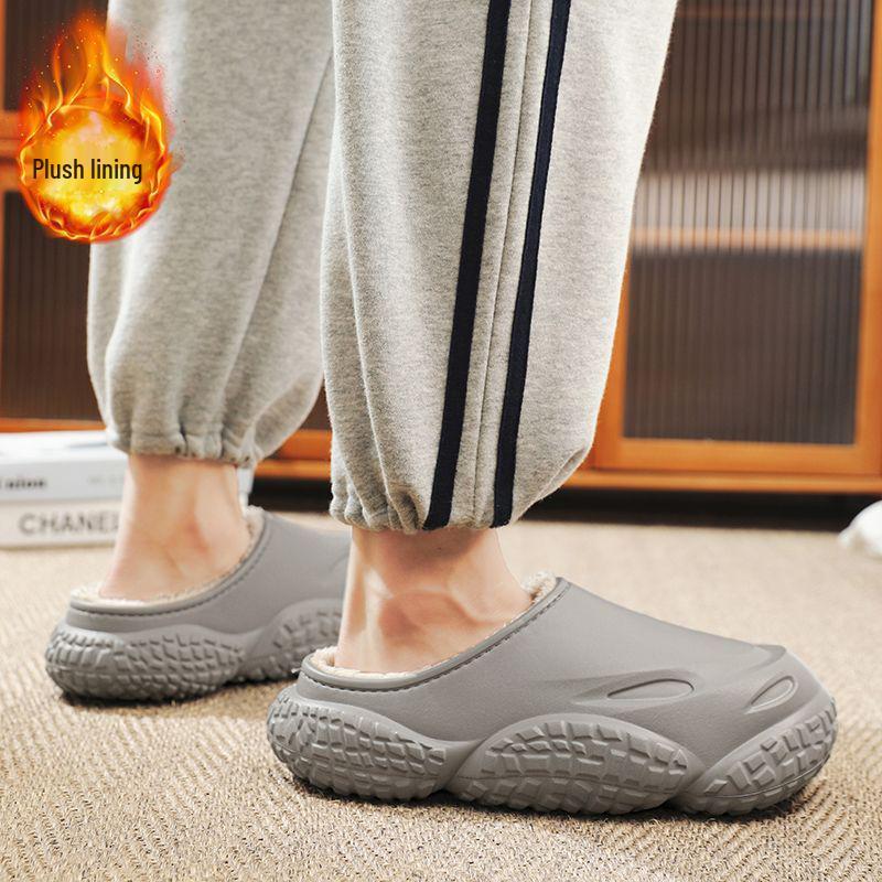 Winter Cotton Slippers: Non-slip, Waterproof, Thick-soled, Warm Velvet, Closed-toe for Men & Women