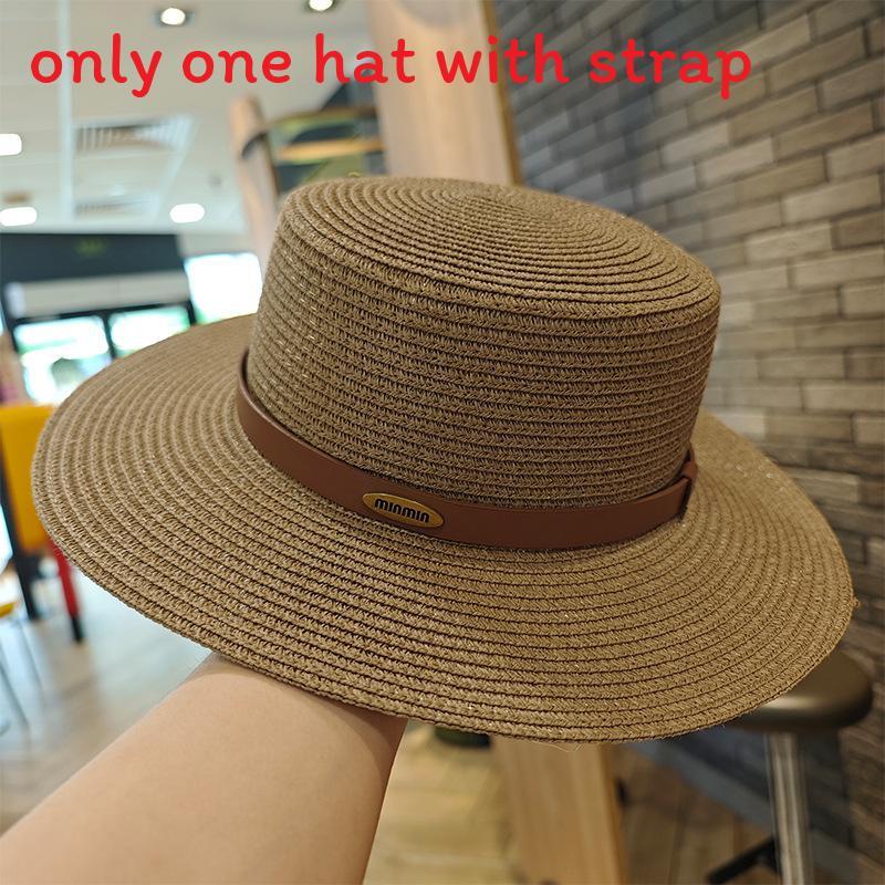 Summer Wide Brim Straw Hat With Embroidered Details For Beach And Sun Protection