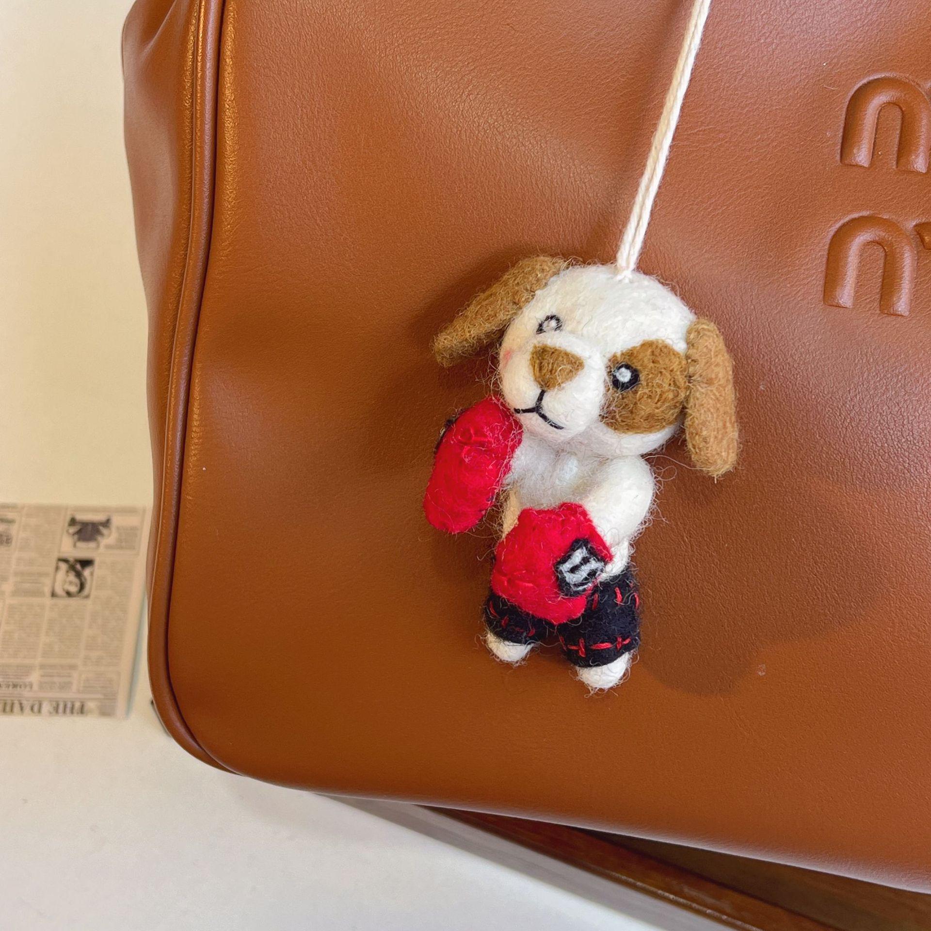 Handmade Wool Felt Dog Bag Charm Pendant Keychain