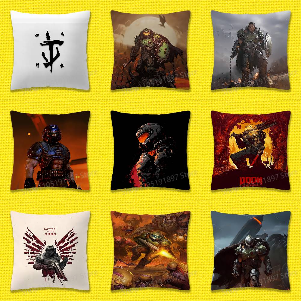 Game D-Doom Slayer Throw Pillow Case For 55x55cm 40x40cm 45x45cm 50x50cm 30x30cm Square Office Pillowship Cover