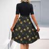 Women's Fashion Casual Belt Short Sleeve Round Neck Floral Elegant Temperament Dress