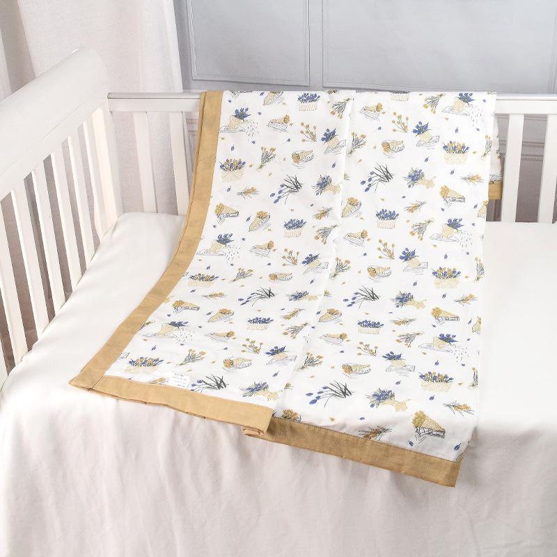 Digital Print Bamboo Cotton Baby Blanket - Four-Layer Gauze Anti-Kick Quilt for Newborns