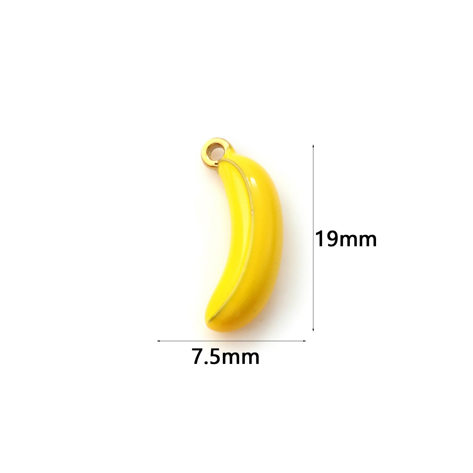 

2 PCs 304 Stainless Steel Charms 18K Gold Plated Enamel Mushroom Cherry Mango Banana Pendants For DIY Keychains Necklace Making