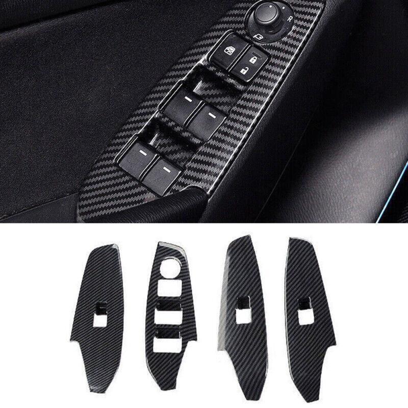 For Mazda 3 Axela 2014-18 ABS Carbon Fiber Door Window Switch Lift Cover Trim 4p