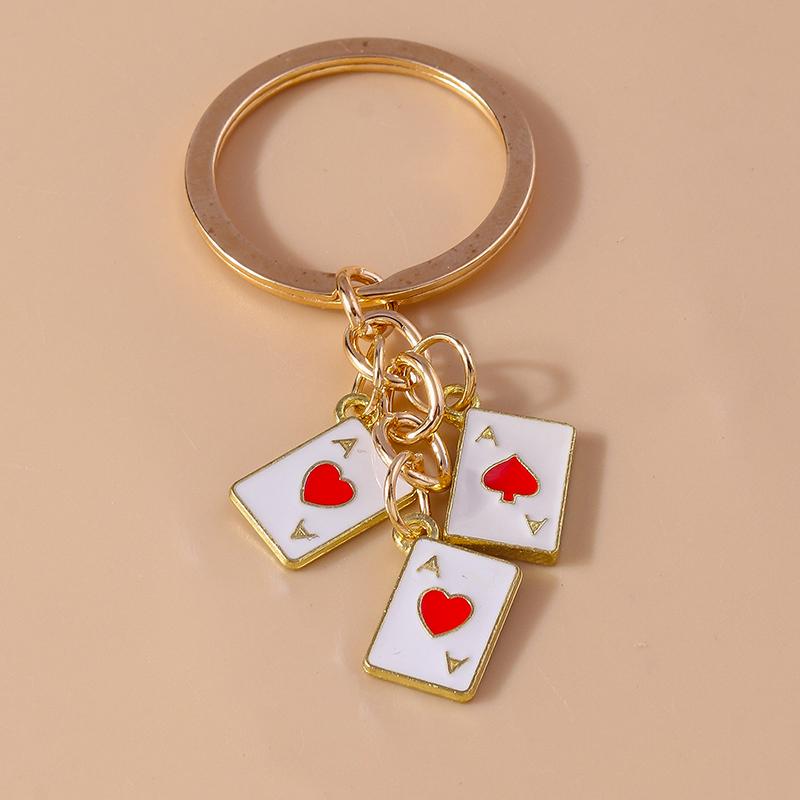 

Creative Enamel Heart Ace Poker Keychain Playing Cards Keyring Pendants for Women Girl Handbag Accessories DIY Jewelry Gifts