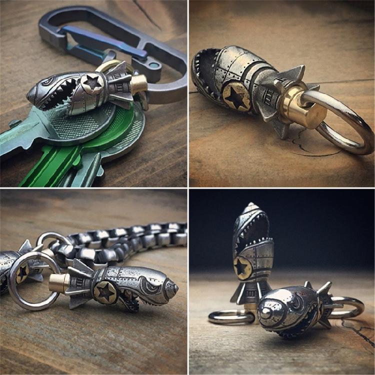 Halloween Themed Shark Car Accessory Keychain Alloy Made Skeleton Design For Bags And Key Rings