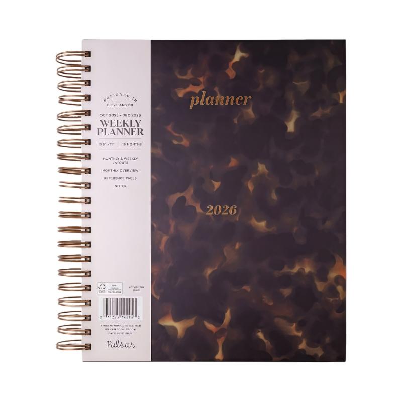 2026 Twin Coil Binding Hardcover Planner 15 Month Weekly Monthly Academic Planner Notebook For Daily Planning 11x8.5Inch 1