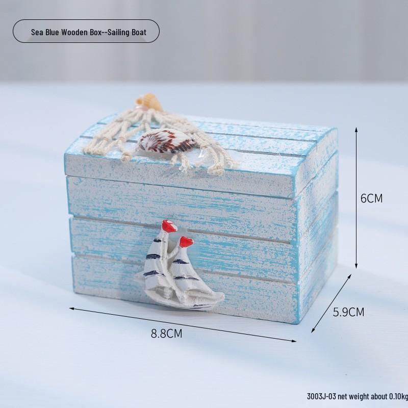 Ocean Style Mediterranean Desktop Wooden Jewelry and Candy Storage Box
