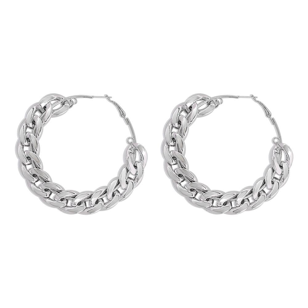 Exaggerated Creative Earrings Women, Personalized Punk Big Circle Earrings Thick Chain Earrings