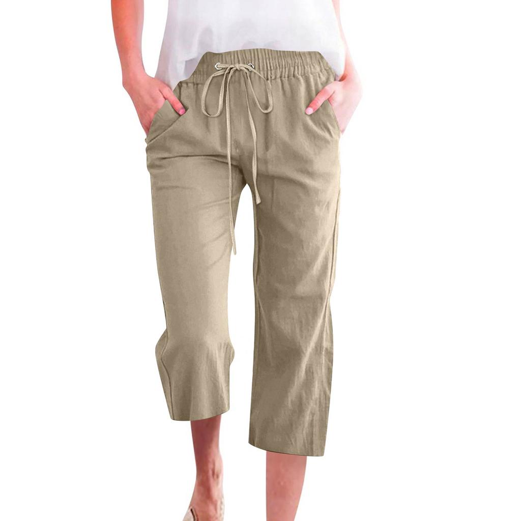 Women's Casual And Fashionable Solid Color Loose Pants With Pocketes