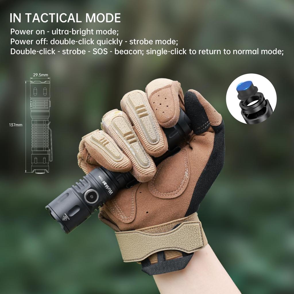Wurkkos TD04 Flashlight, LED Light Powerful 3000 Lumens Tactical, Flashlight