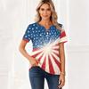 Women's T Shirt Independence Day Print Button Short Sleeve Daily Weekend Fashion Basic V- Neck Regular Top