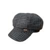 British retro plaid woolen newsboy hat women's metal standard octagonal hat beret autumn and winter cap modifying face shape