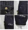 Summer Korean-Style Slim Fit Denim Shorts with Distressed Patches for Men
