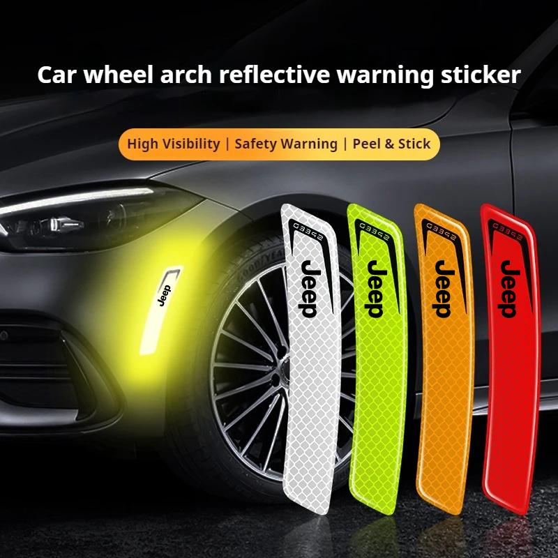 Car Wheel Arch Reflective Sticker Safety Warning Anti Collision For Jeep Wrangler Grand Cherokee Compass Renegade