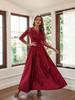 Elegante Abito da Sposa da Donna Paillettes Pizzo Scollo a V Maniche Lunghe Splendido per Damigelle d'Onore Feste Abiti da Ballo Lunghi