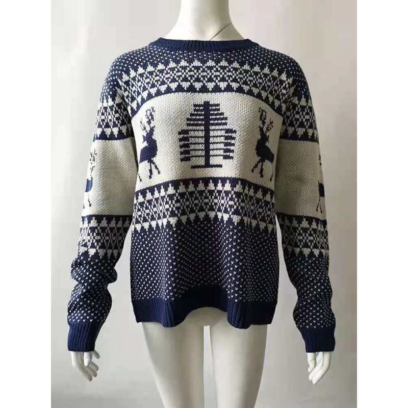 Christmas Sweater Women Christmas Deer Warm Knitted Long Sleeve Sweater Jumper Top Winter Autumn Pullovers