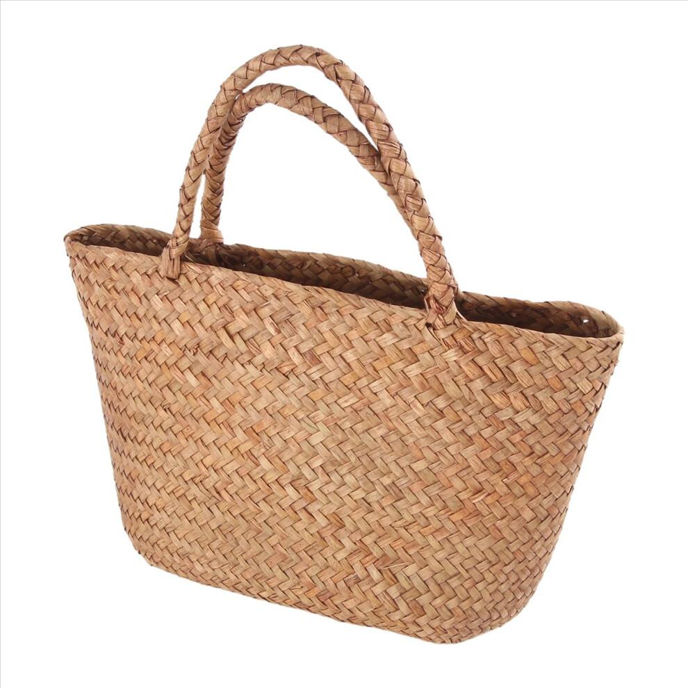 Casual Straw Bag Natural Wicker Tote Bags Women Braided Handbag