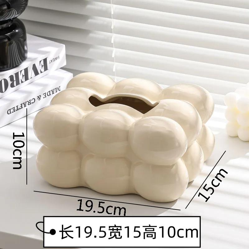 Cotton Candy Ceramic Tissue Box Living Room Removable Napkin Paper Home High Beauty Storage Container