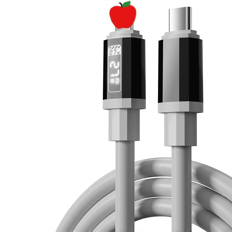 120W Dual Type-C Fast Charging Cable for MacBook, Apple, Huawei Laptops with Digital Display