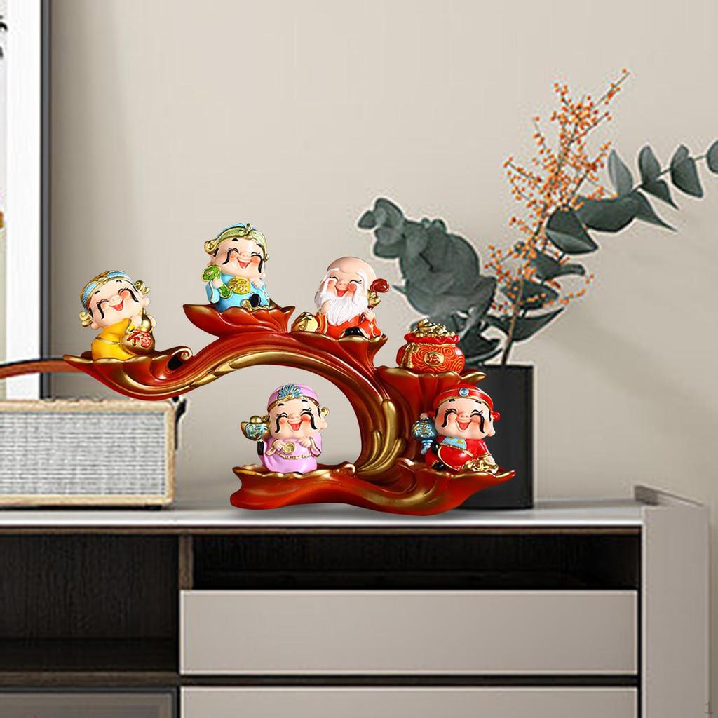 God of Figure Wealth Statue Fengshui Creative Mini Desktop Ornament for Table Bedroom