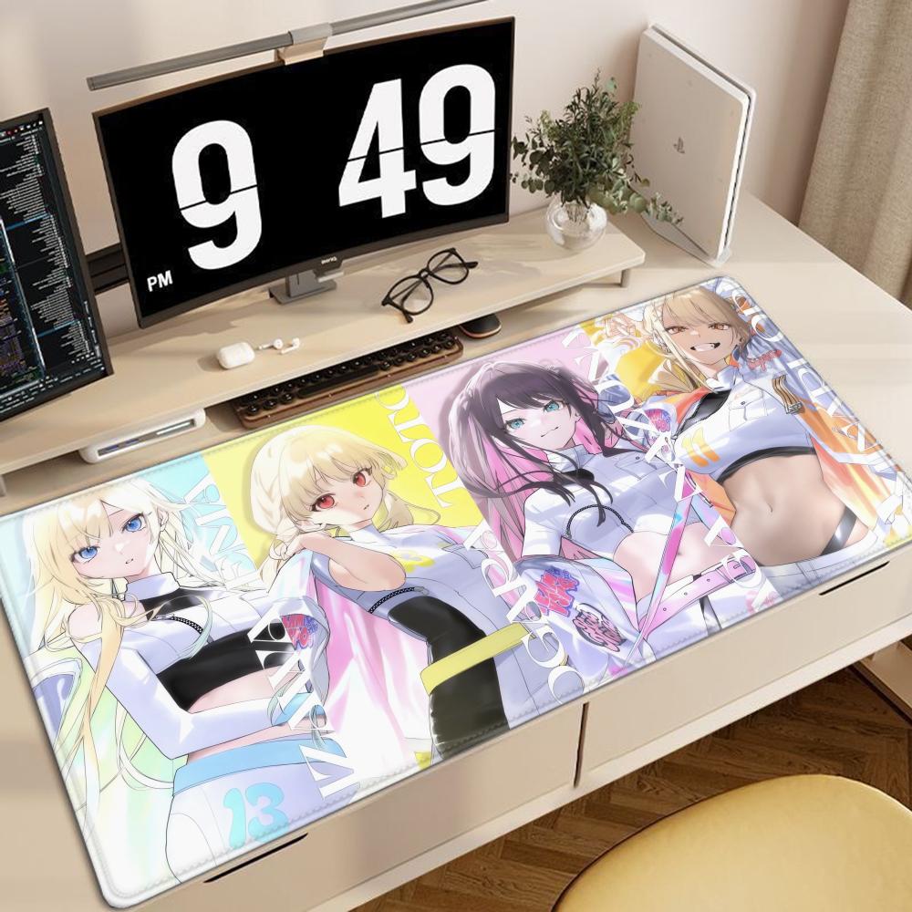 Gaming Mouse Pad Large Desk Mat Antislip Base Stitched Edges Group Anime Girls Print for Gaming Office Desk Use
