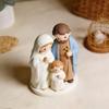 Holy Family Resin Figurines Christmas Nativity Scene Figurine Set Cartoon Manger Baby Jesus Resin Craft Indoor Holiday Tabletop