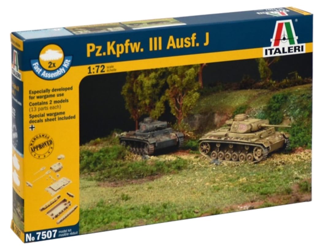 

PLATZ Italeri WWII German Panzer III Set of Plastic Model Kit IT7507 1/72 Ausf. J, 2, (Tank)