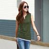 Canottiera Sexy Estiva 2023 da Donna Scollo a V Senza Maniche T-shirt Casual Coreana da Donna Cotone Maglietta Base Slim Abbigliamento Elegante 25826