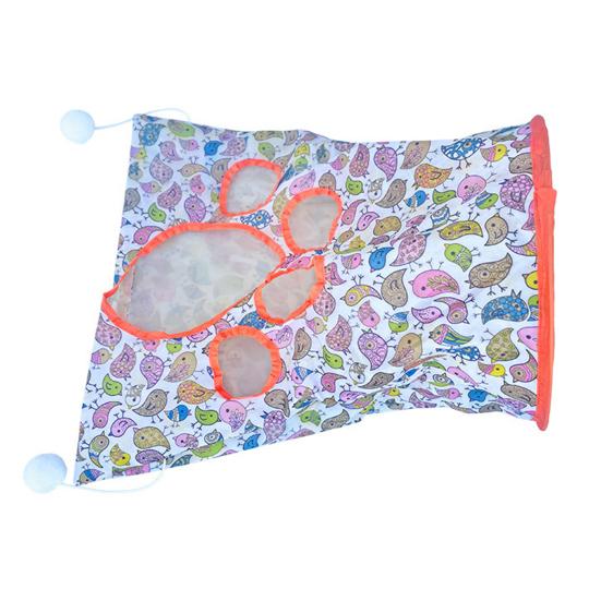 Cat Tunnel Toy with Plush Ball Crinkle Paper Collapsible Tunnel Bag Cat Self