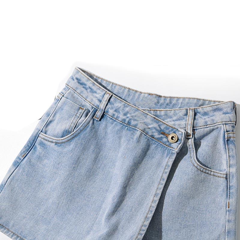 Modrá džínová sukně pro ženy léto s vysokým pasem štíhlé ležérní kraťasy do áčka sukně Y2k vintage dámské oblečení velká velikost