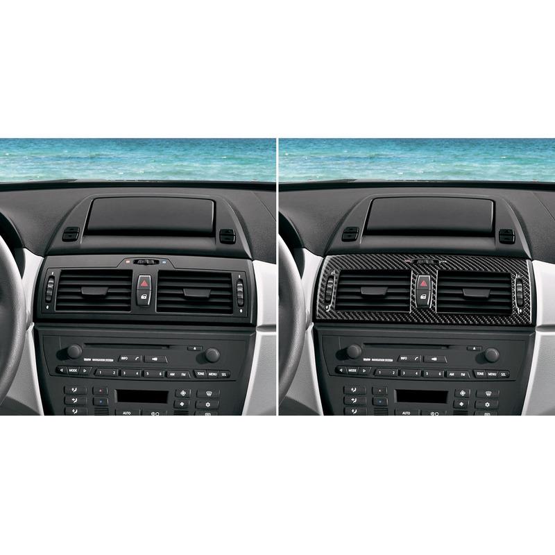 Real Carbon Fiber Car Accessories Center Air Vent Trim Cover Soft Sticker For BMW X3 E83 2004 2005 2006 2007 2008 2009 2010