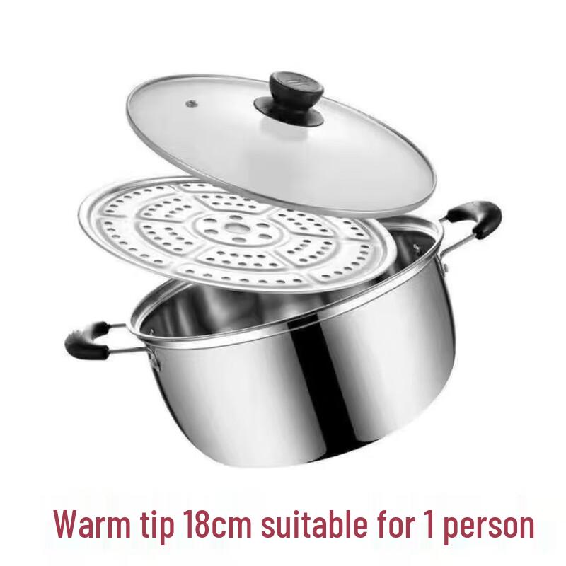 Wutuo 2-Pack 18CM Stainless Steel Induction Steamer Pot Set