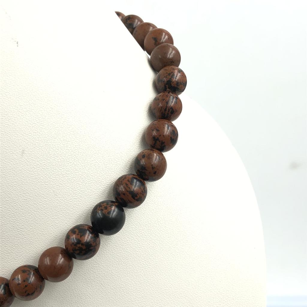 8mm Natural Mahogany Obsidian Gemstone Beads Jewelry Handcrafted Women Necklace 17-20" Gift For Birthday 8BN-16