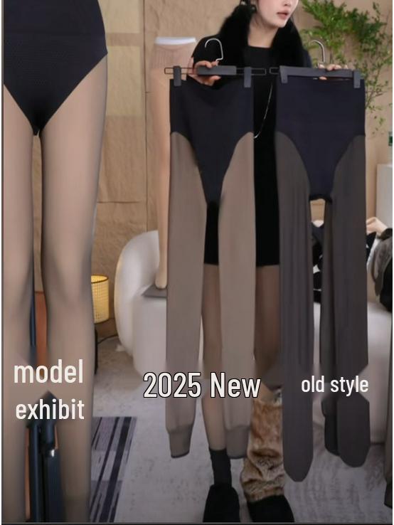 

Утепленные леггинсы с высокой посадкой, бесшовные, прозрачные, черные Medium Thick No Fleece 100g Regular