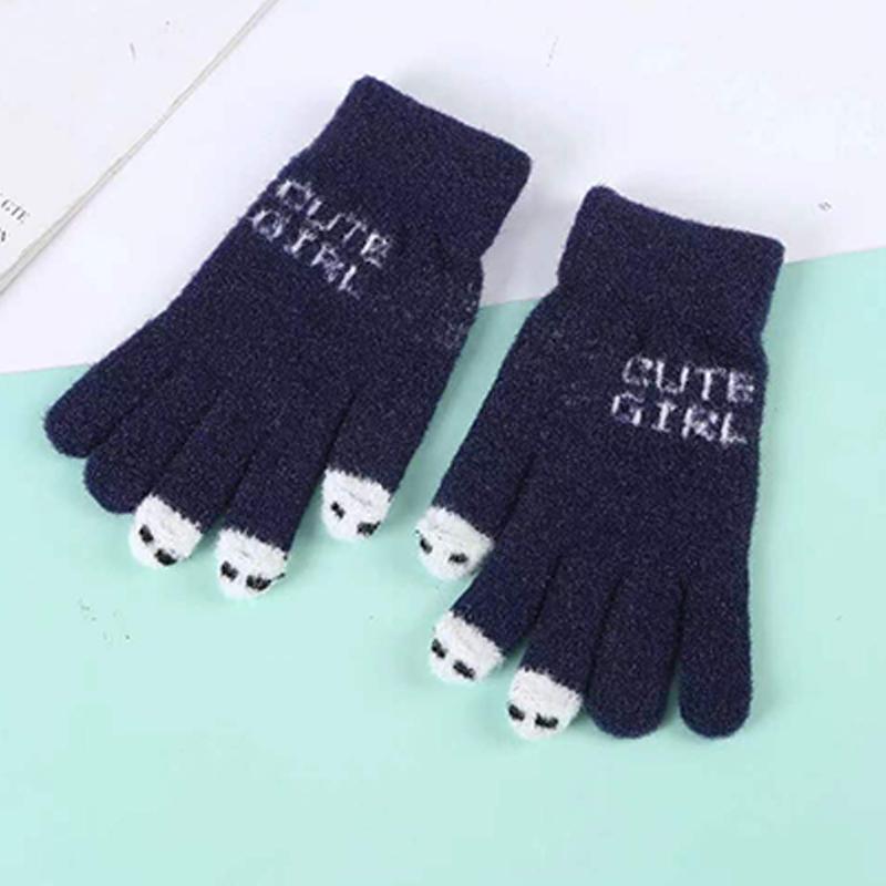 Fashionable Women S Gloves Cute Yarn Knitted Versatile Cartoon Gloves