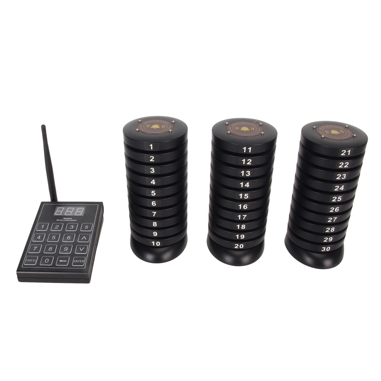 

Система пейджера для клиентов, 30 кнопок, дальность 3280 футов, перезаряжаемая беспроводная система вызова для EU Plug