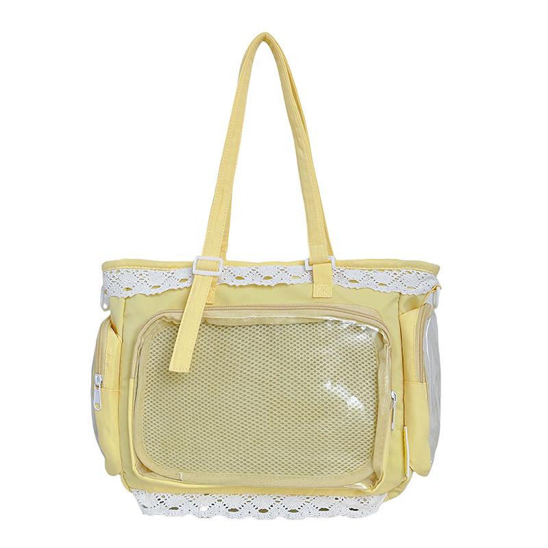 Japanese Style Transparent Anime Badge Tote - Cute Shoulder Crossbody Bag for Women & Students