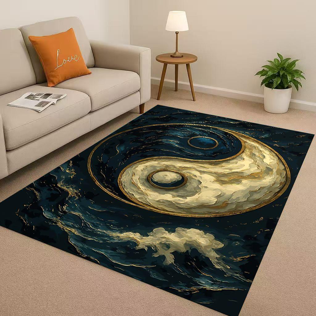 New Yin Yang Chinese Tai Chi Natural Balance Art Living Room Non-Slip Area Rug Soft Carpet for Bedroom Sofa,Home Decor Doormat