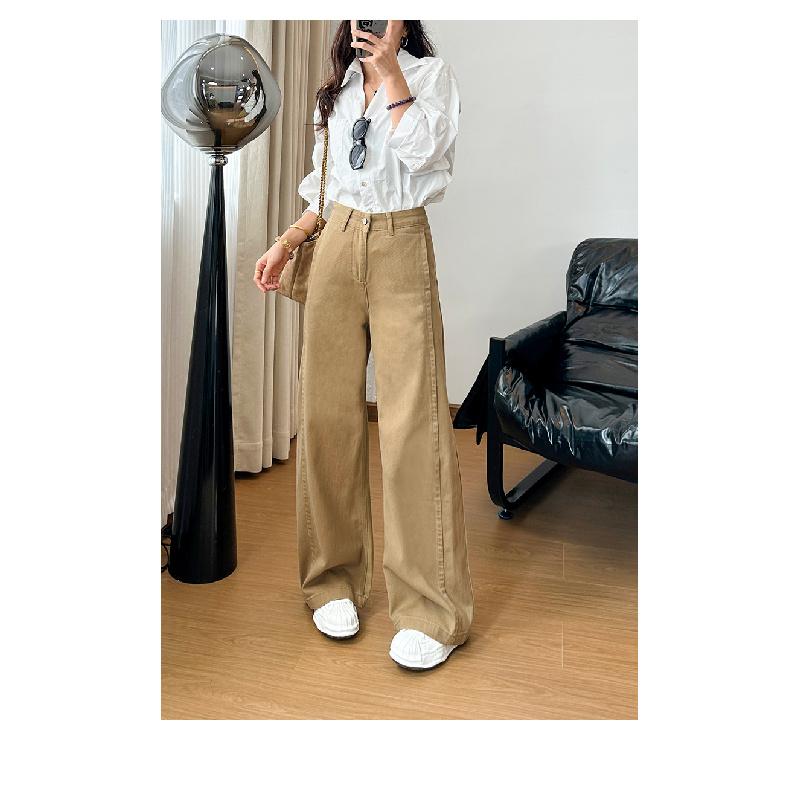 Women's Wide-leg Jeans, Denim Trousers, Korean-style High-waisted Khaki Pants