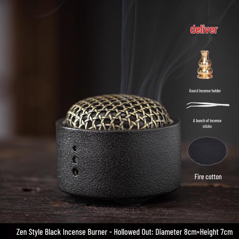 Ceramic Incense Burner for Coils & Sticks, Home Aroma Diffuser, Sandalwood & Agarwood Ornament.