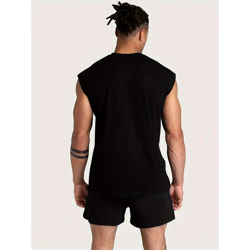 Men's Summer Outdoor Sports Polyester Set Trendy Graphic Print Tank Top and Shorts Moisture Wicking Quick Dry Athletic Outfit