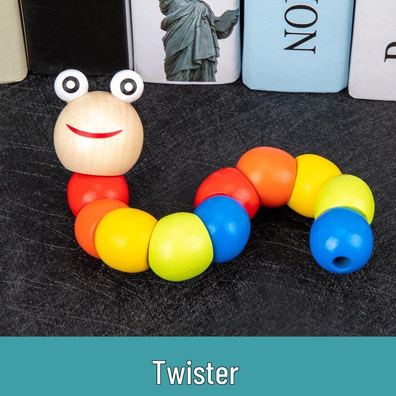 Children's Wooden Toy Set: Eight-Tone Piano, Bead Rainbow Tower, Puzzle Column, Twisting Worm