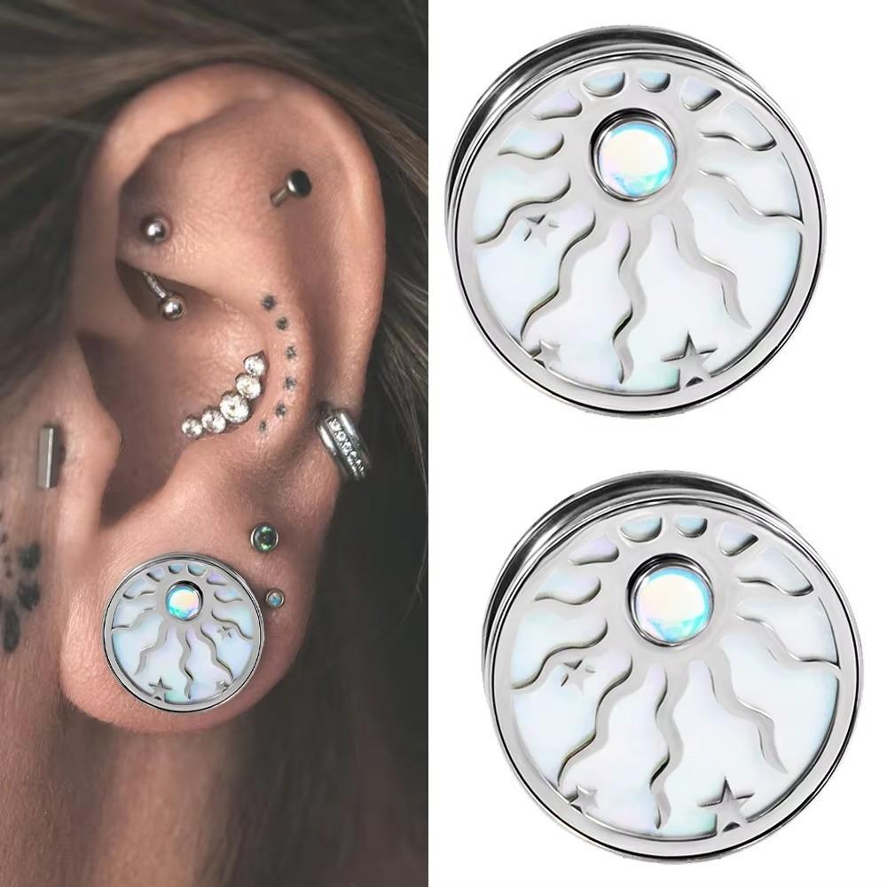Sun Star Design Ear Gauges Stainless Steel Ear Plugs Trendy Earring Plugs  for Tragus Piercing