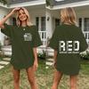 Women Casual Short Sleeve Crew Neck T Shirt Letter Print Loose Fit Lightweight Comfortable Daily Wear Top