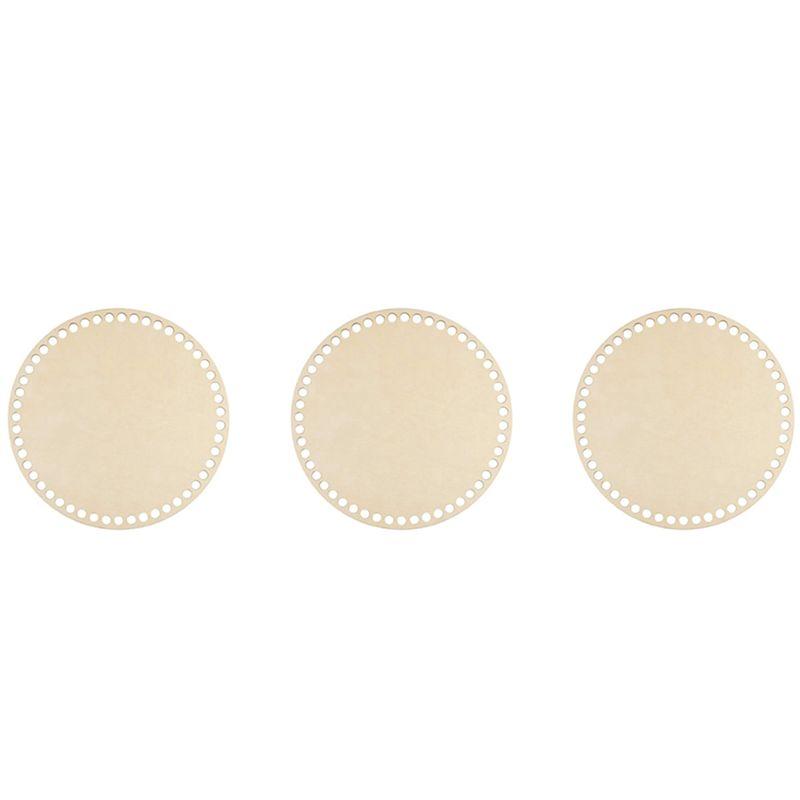 

A84E-3Pc 20Cm Natural Wooden Basket Bottom With Hole, Circle Blank Wood Base For DIY Knitting Crochet Bag Bottom Shaper Craft