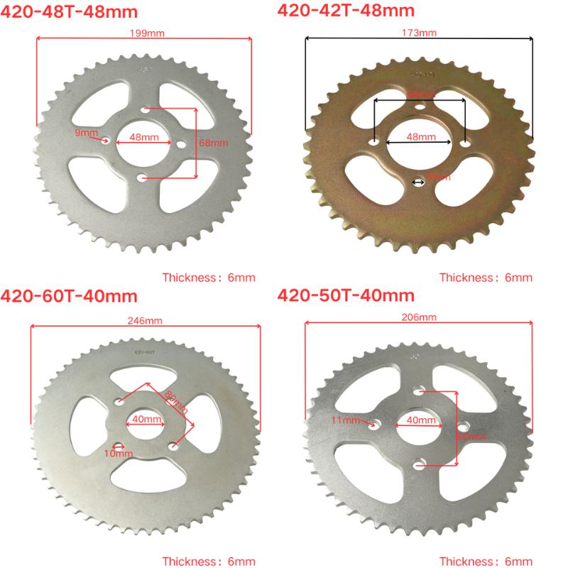 420-37T/41T/42T/48T/50T/60T Teeth Motorcycle Sprocket Rear Back Sprocket For110cc 125cc 140cc Dirt Pit Bike ATV Quad Buggy Kart