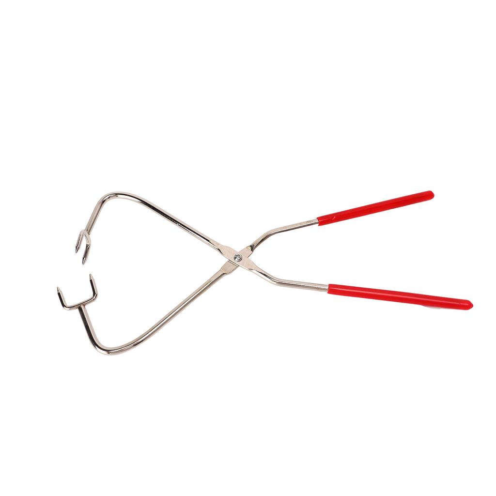 2pcs Dipping Tongs Red Handle Stainless Steel Easy Cleaning Stable Fixation Pottery Sculpture Tongs for Craft Carving