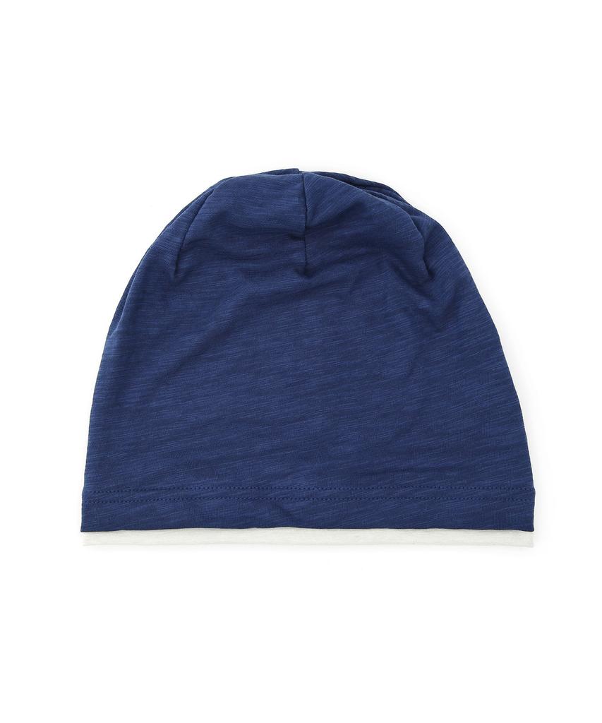 Eondeokeonteulol Cool Two-Tone Color Block Cotton Long Loose Fit Hat Beanie / Layered Slub / Blue